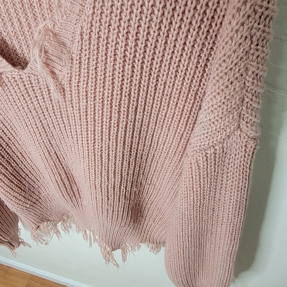 Polly & Esther Dusty Pink Fringe Sweater - Picture 8 of 8